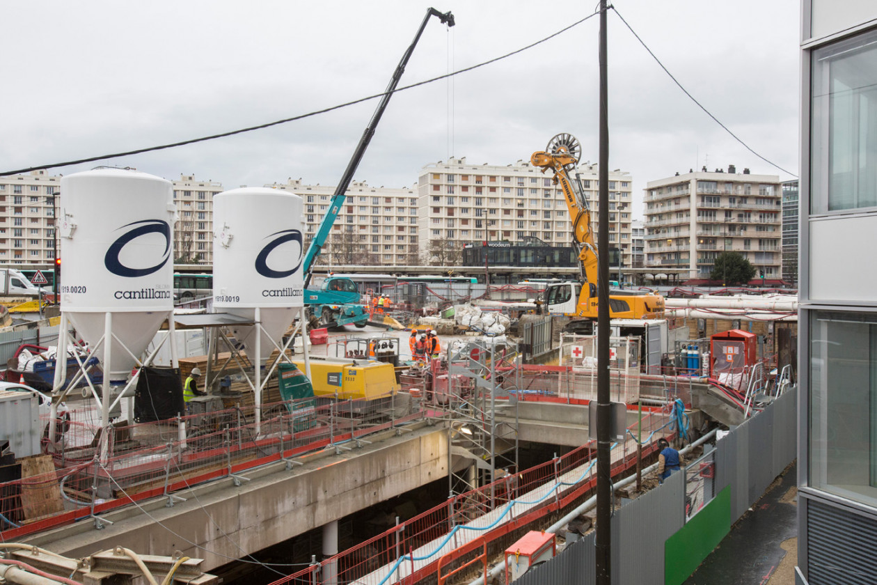 Chantier du Grand Paris Express au Pont de Sèvres