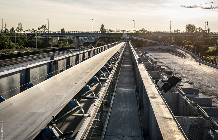 La bande convoyeuse acheminait les terres depuis la gare Bry – Villiers – Champigny jusqu’à l’ITE.