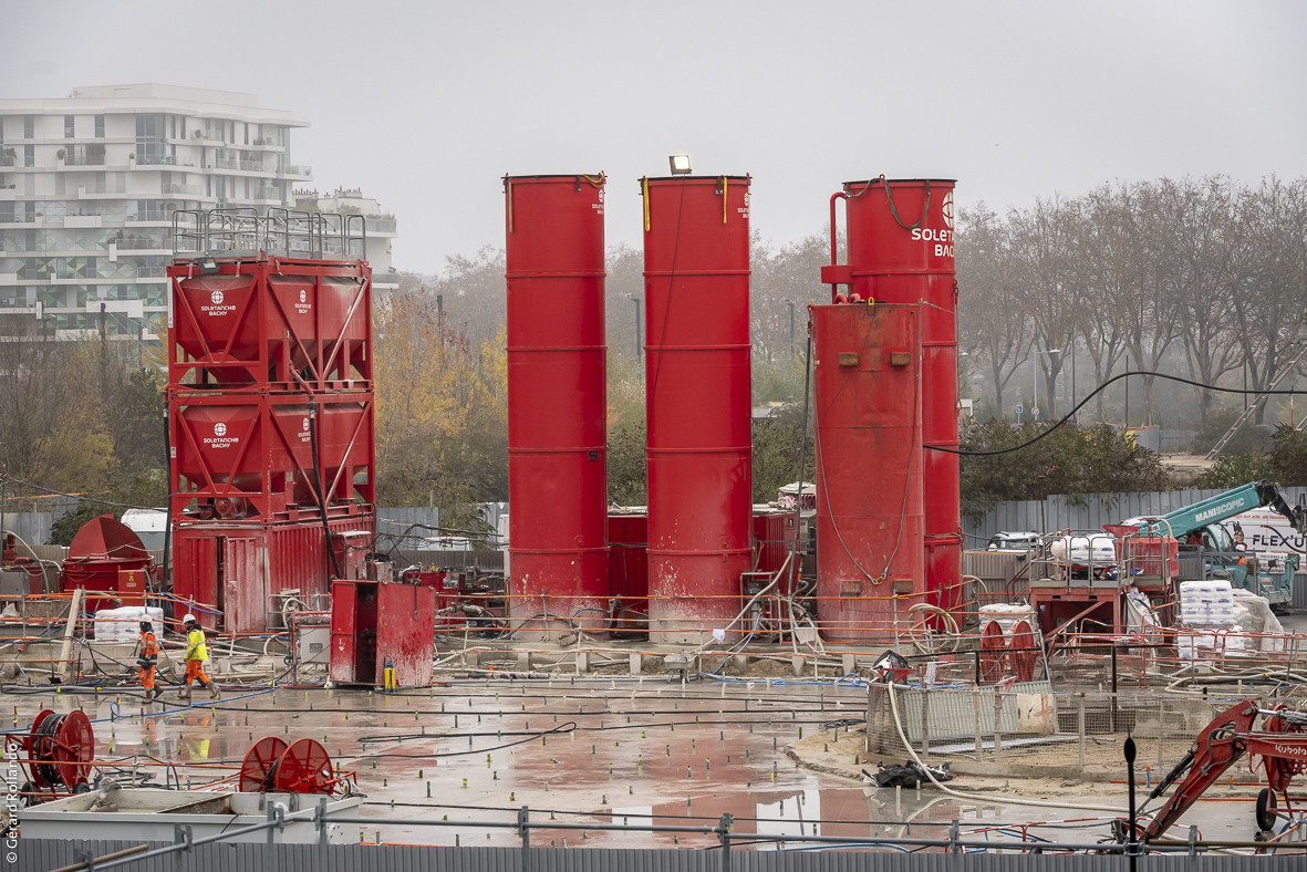 Des travaux aux abords du chantier de l’ouvrage de la ligne 15 Sud à Boulogne-Billancourt.