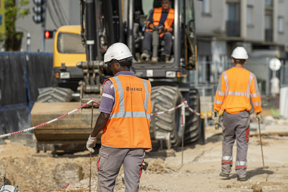 Les travaux sur le chantier de l'ouvrage Pré De L'Étang à Champigny-sur-Marne