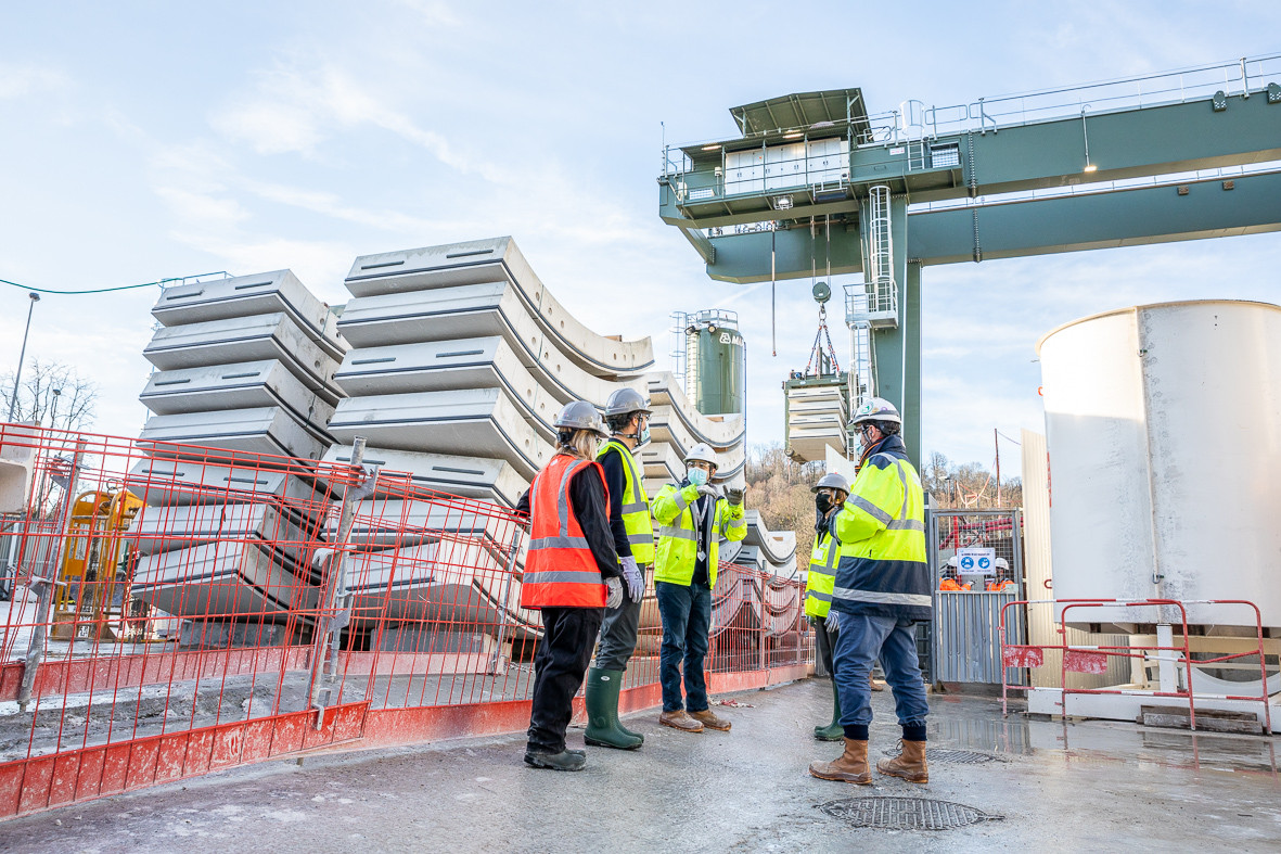 En surface du chantier de l'ouvrage Île de Monsieur 