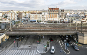 Vue aérienne de la gare du RER E Nogent - Le Perreux