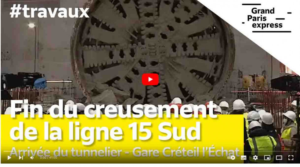 Fin du creusement de la ligne 15 Sud : arrivée du tunnelier Marina gare Créteil l'Échat