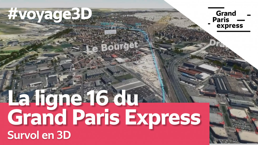 survol de la ligne 16 du Grand Paris Express en 3D
