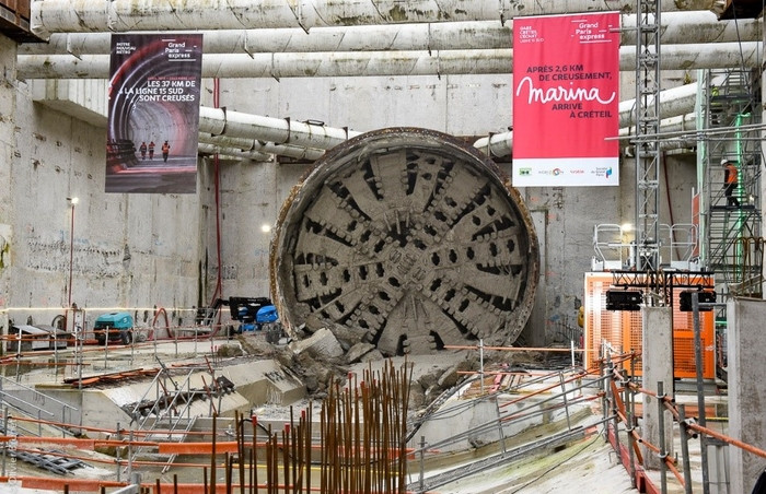 Le creusement du tunnel de la ligne 15 Sud s’est achevé sur le chantier de la gare Créteil l’Échat où le tunnelier Marina a terminé son parcours 2,6 km de creusement.