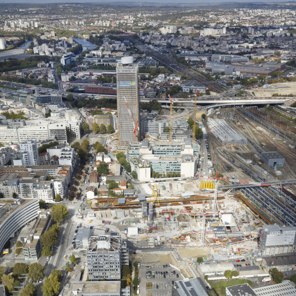 Gare Saint-Denis Pleyel : le chantier vu du ciel